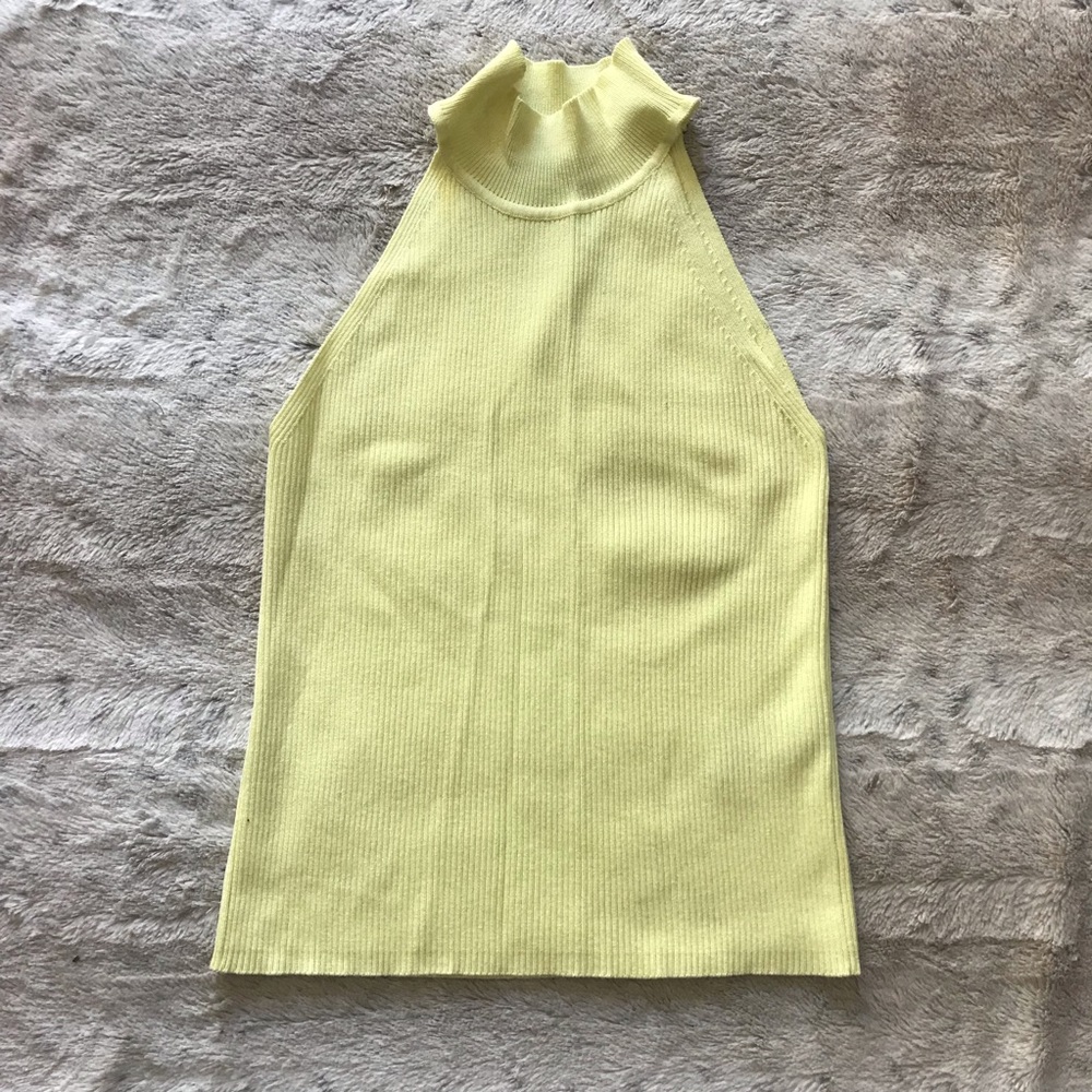 Zara Yellow Rib Knit Sleeve Turtleneck NEW